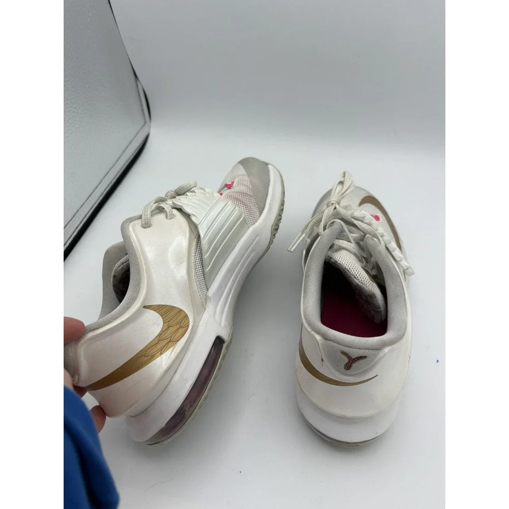Nike KD 7 Aunt Pearl Shoes Boys Size‎ 5Y White Gold Pink Basketball 745407-176